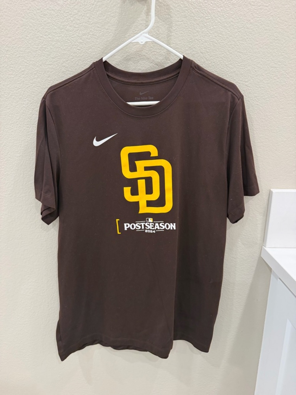 Nike Brown Padres Postseason Tee with Yellow SD Logo